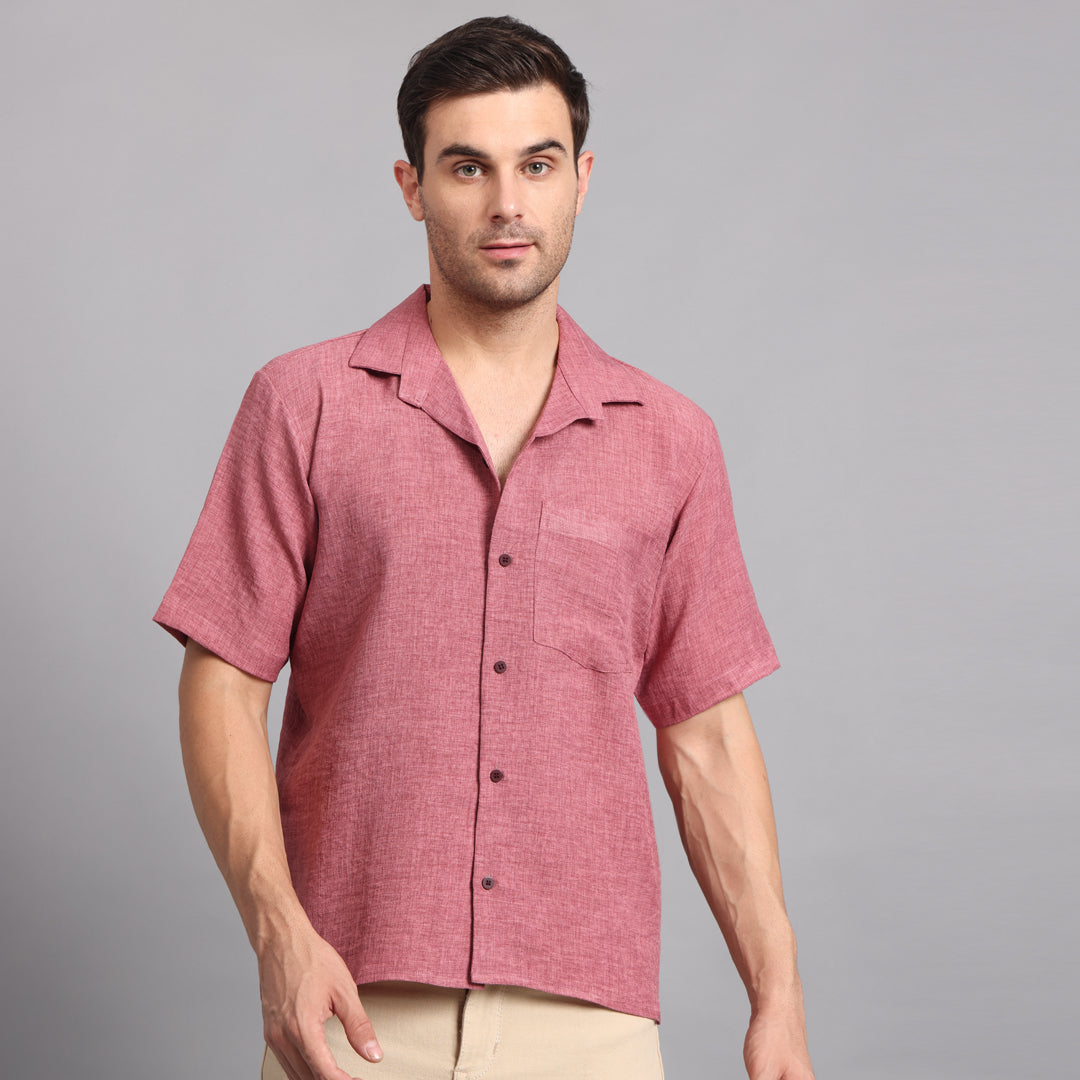 Linen Solid Brick Comfort Fit Shirt