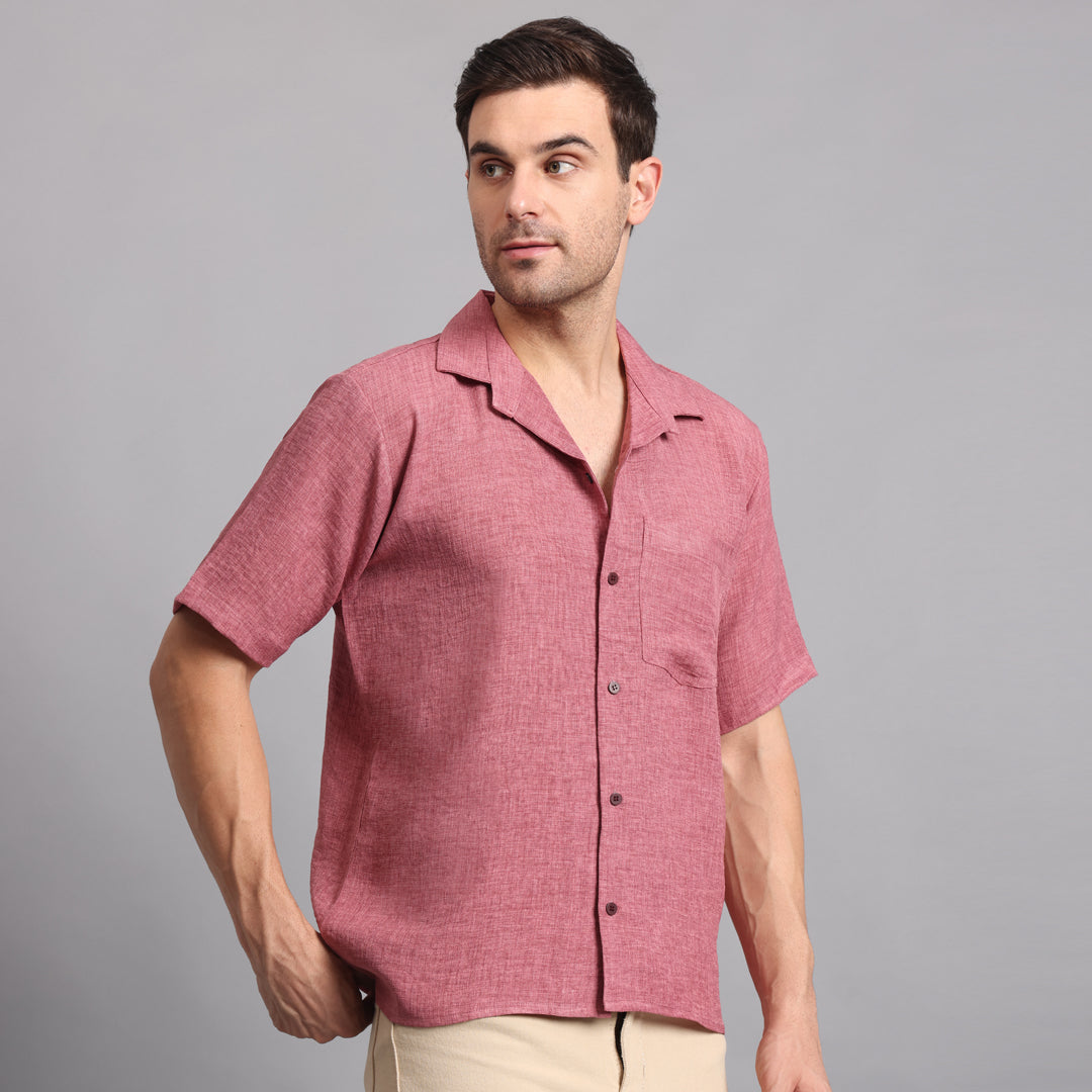 Linen Solid Brick Comfort Fit Shirt