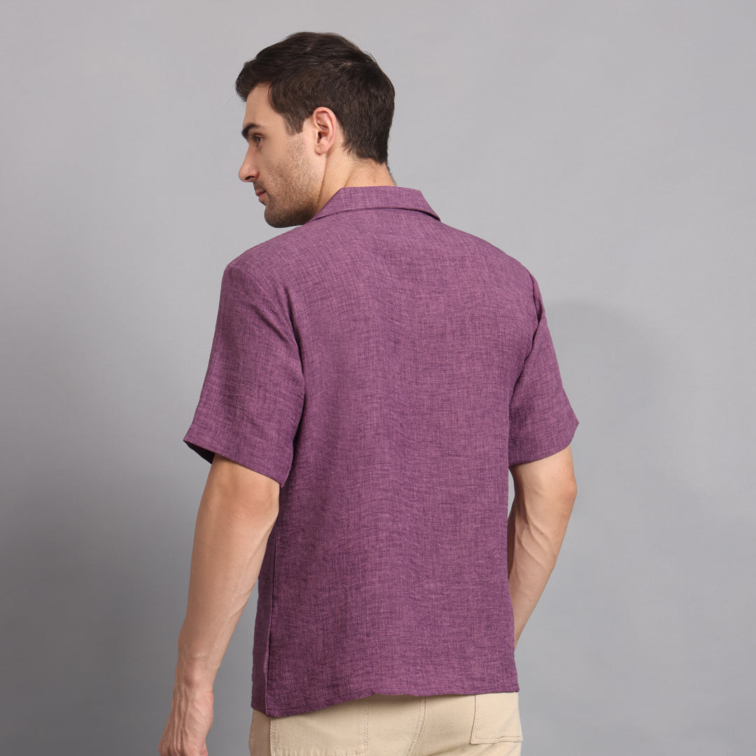 Linen Solid Purple Comfort Fit Shirt