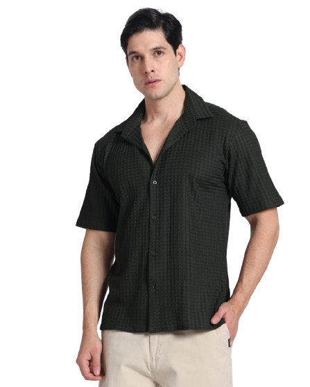 Dark Green Waves Comfort Fit Shirt