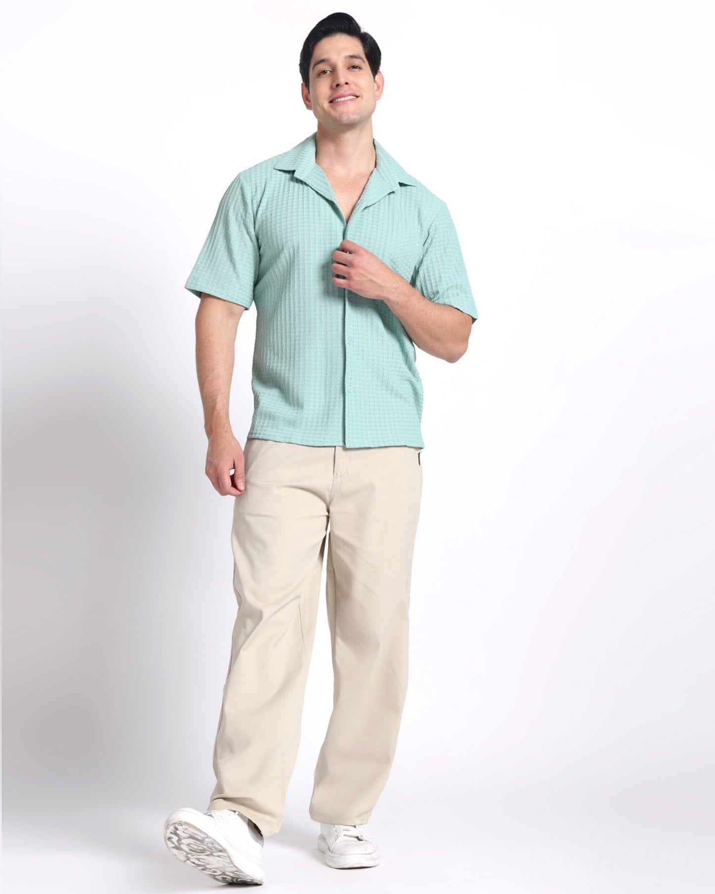 Mint Green Waves Comfort Fit Shirt