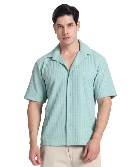 Mint Green Waves Comfort Fit Shirt
