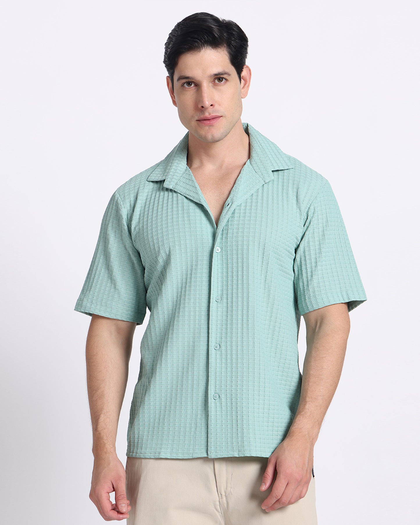 Mint Green Waves Comfort Fit Shirt