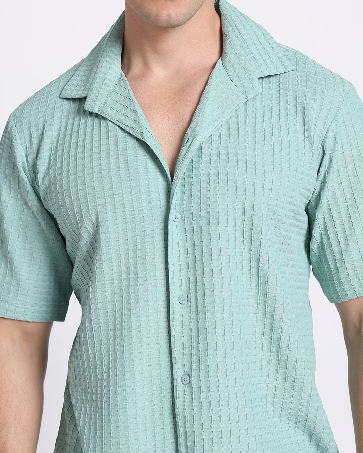 Mint Green Waves Comfort Fit Shirt