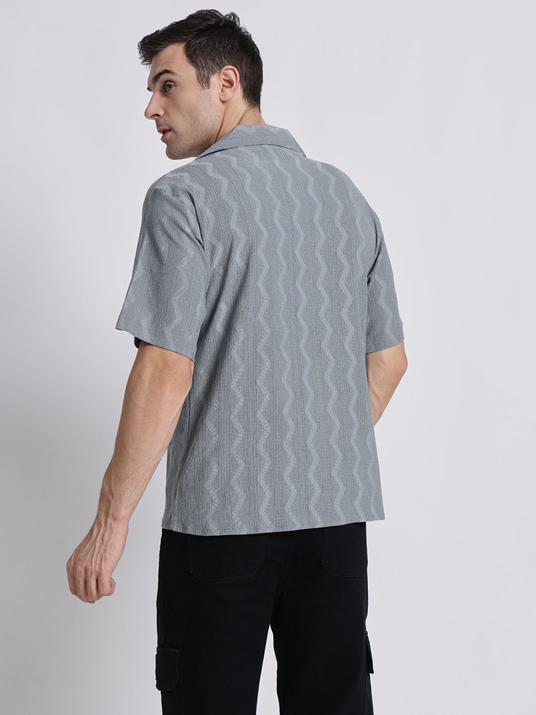 Zikzak Solid Grey Comfort Fit Shirt