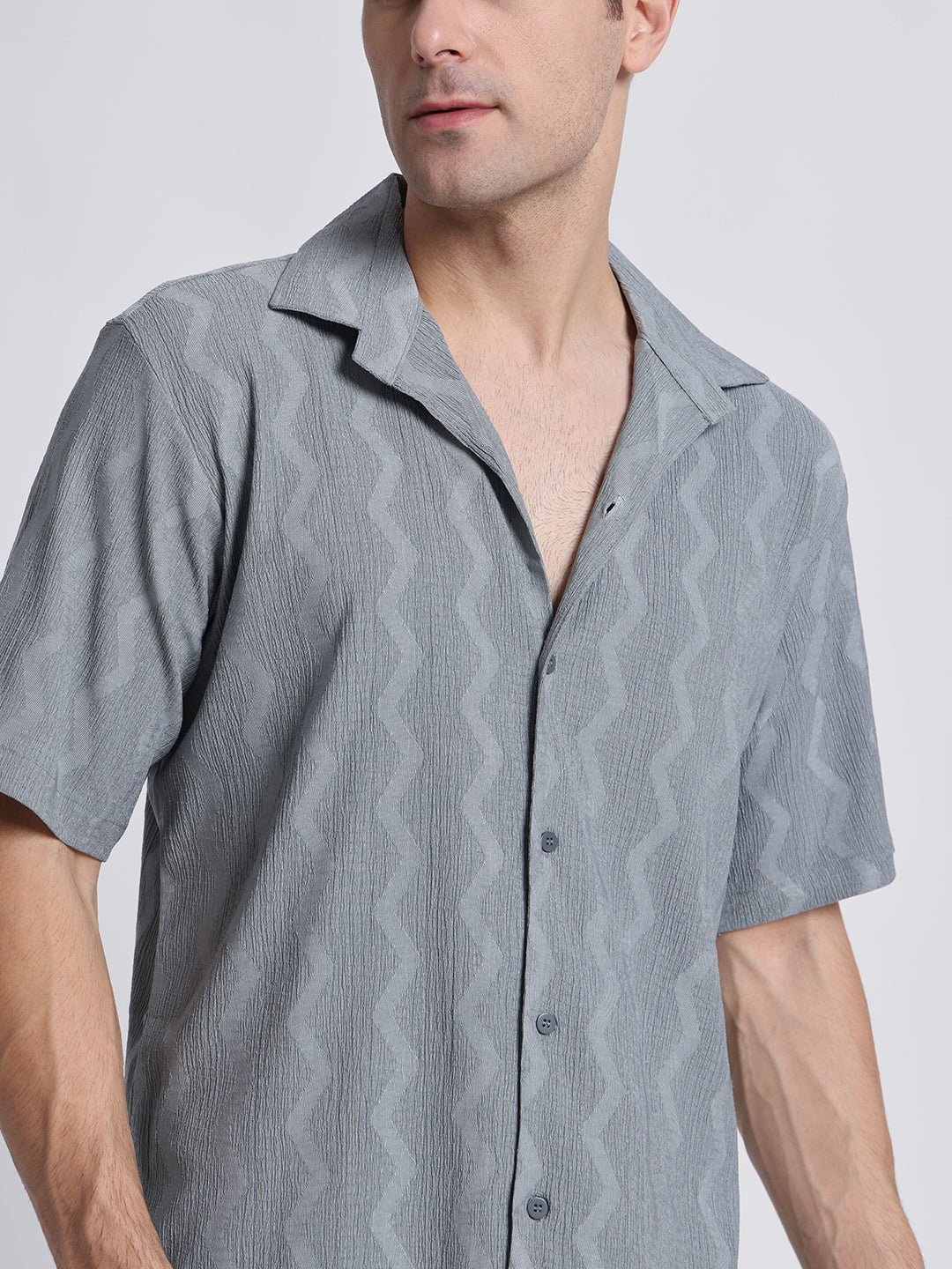 Zikzak Solid Grey Comfort Fit Shirt