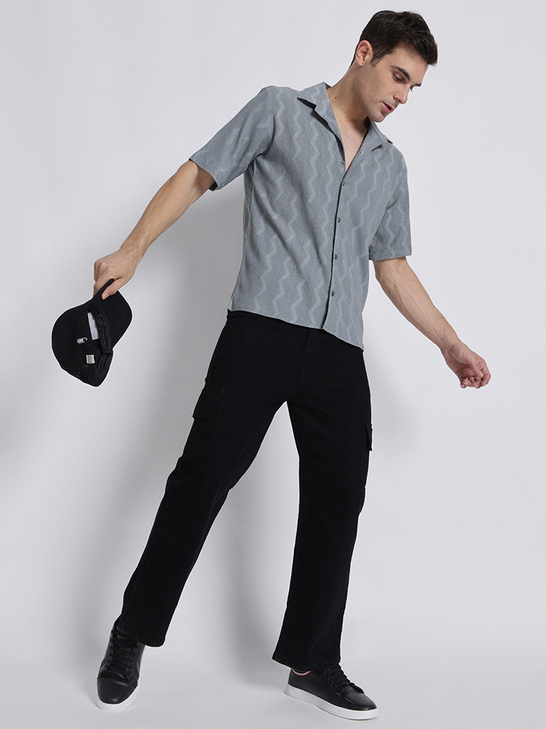 Zikzak Solid Grey Comfort Fit Shirt