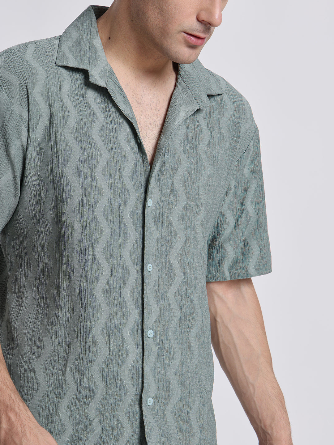 Zikzak Solid DarkGreen Comfort Fit Shirt