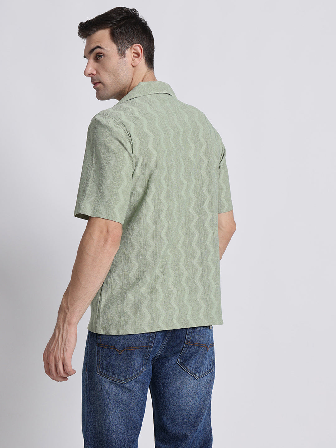 Zikzak Solid MintGreen Comfort Fit Shirt