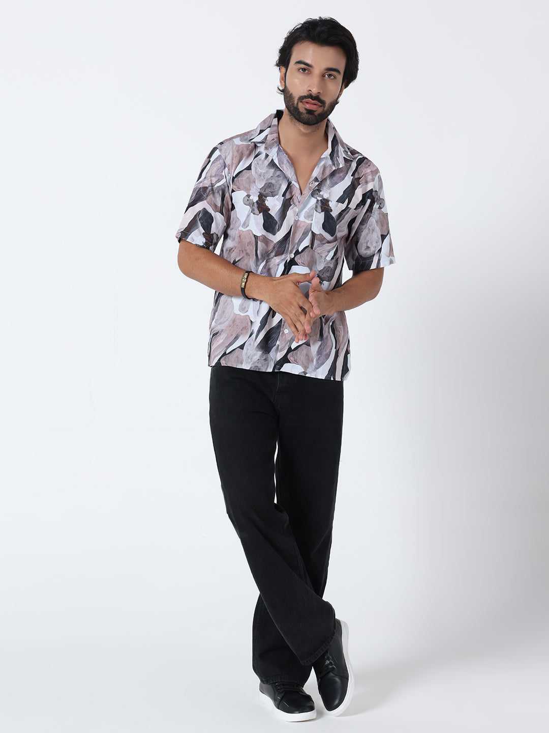 Multicolor Brown Printed Comfort Fit Shirt