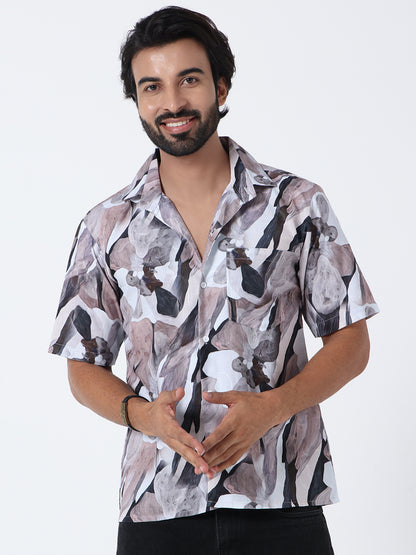 Multicolor Brown Printed Comfort Fit Shirt