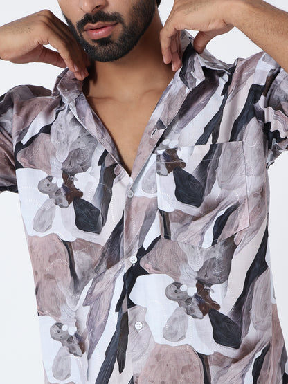 Multicolor Brown Printed Comfort Fit Shirt