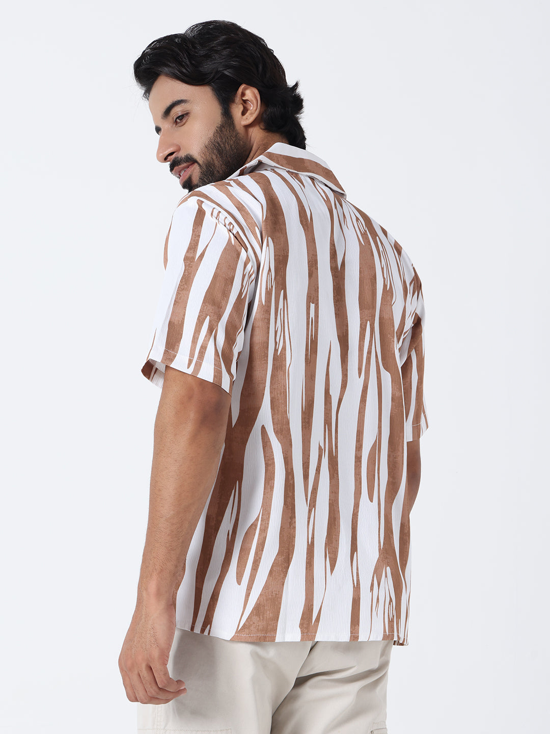 White Brown Printed Shirt