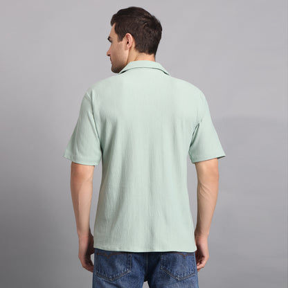 Textured Solid MintGreen Comfort Fit Shirt