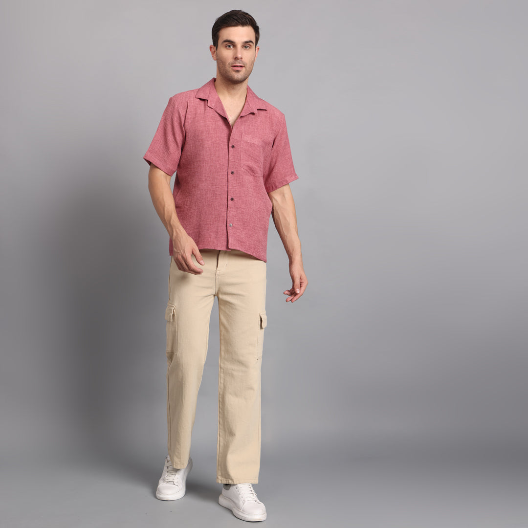 Linen Solid Brick Comfort Fit Shirt