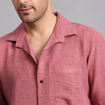 Linen Solid Brick Comfort Fit Shirt