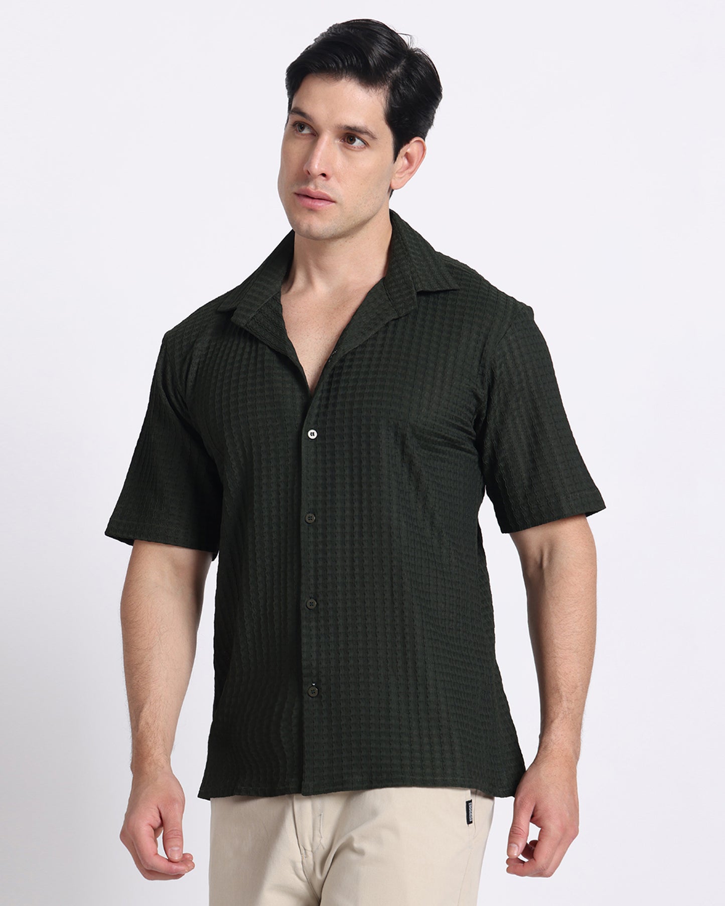 Dark Green Waves Comfort Fit Shirt