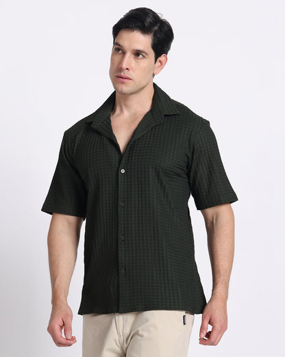 Dark Green Waves Comfort Fit Shirt