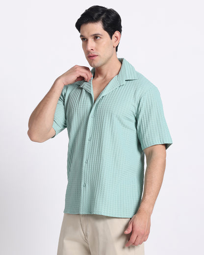 Mint Green Waves Comfort Fit Shirt