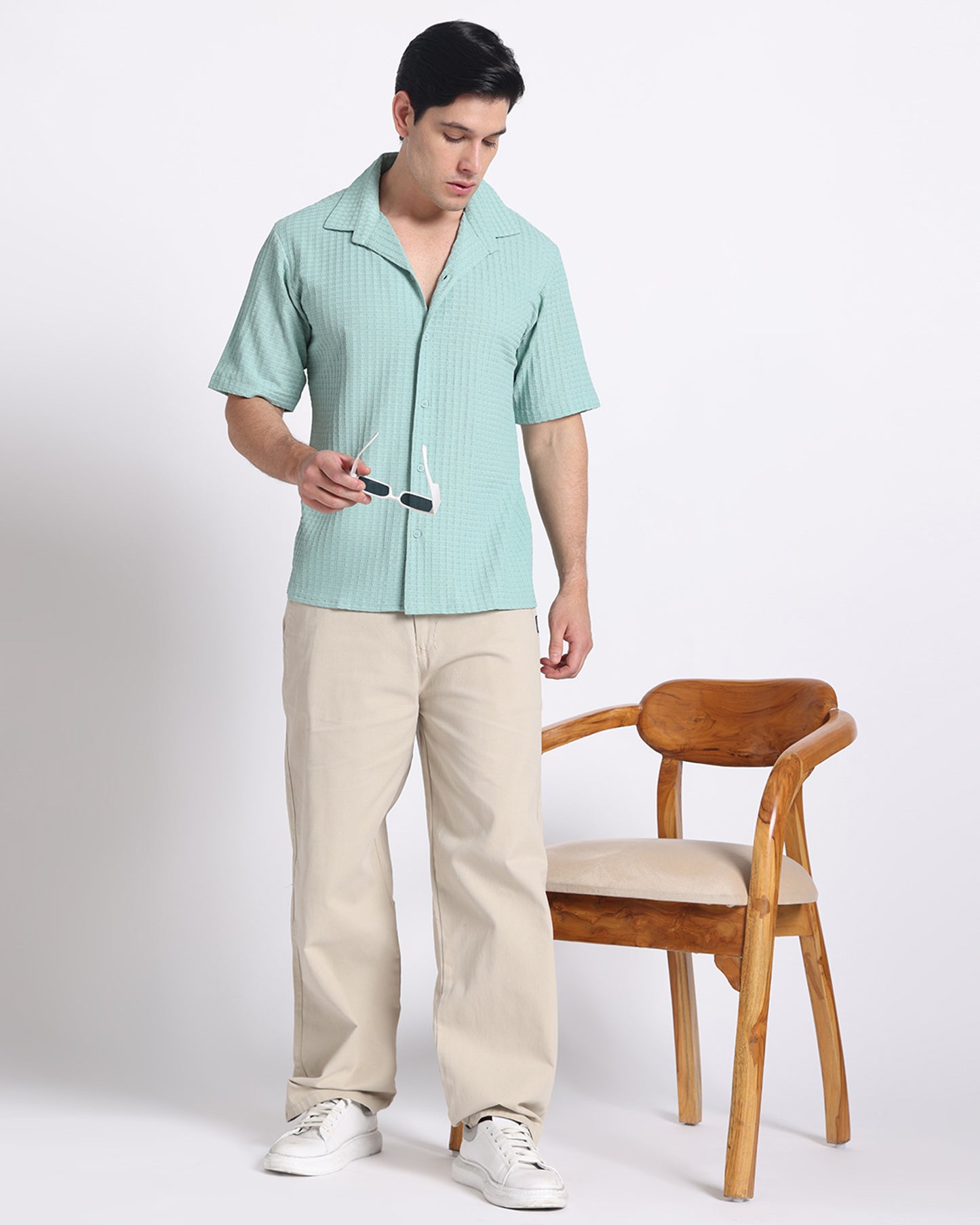 Mint Green Waves Comfort Fit Shirt