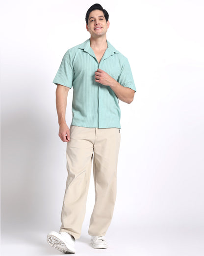 Mint Green Waves Comfort Fit Shirt