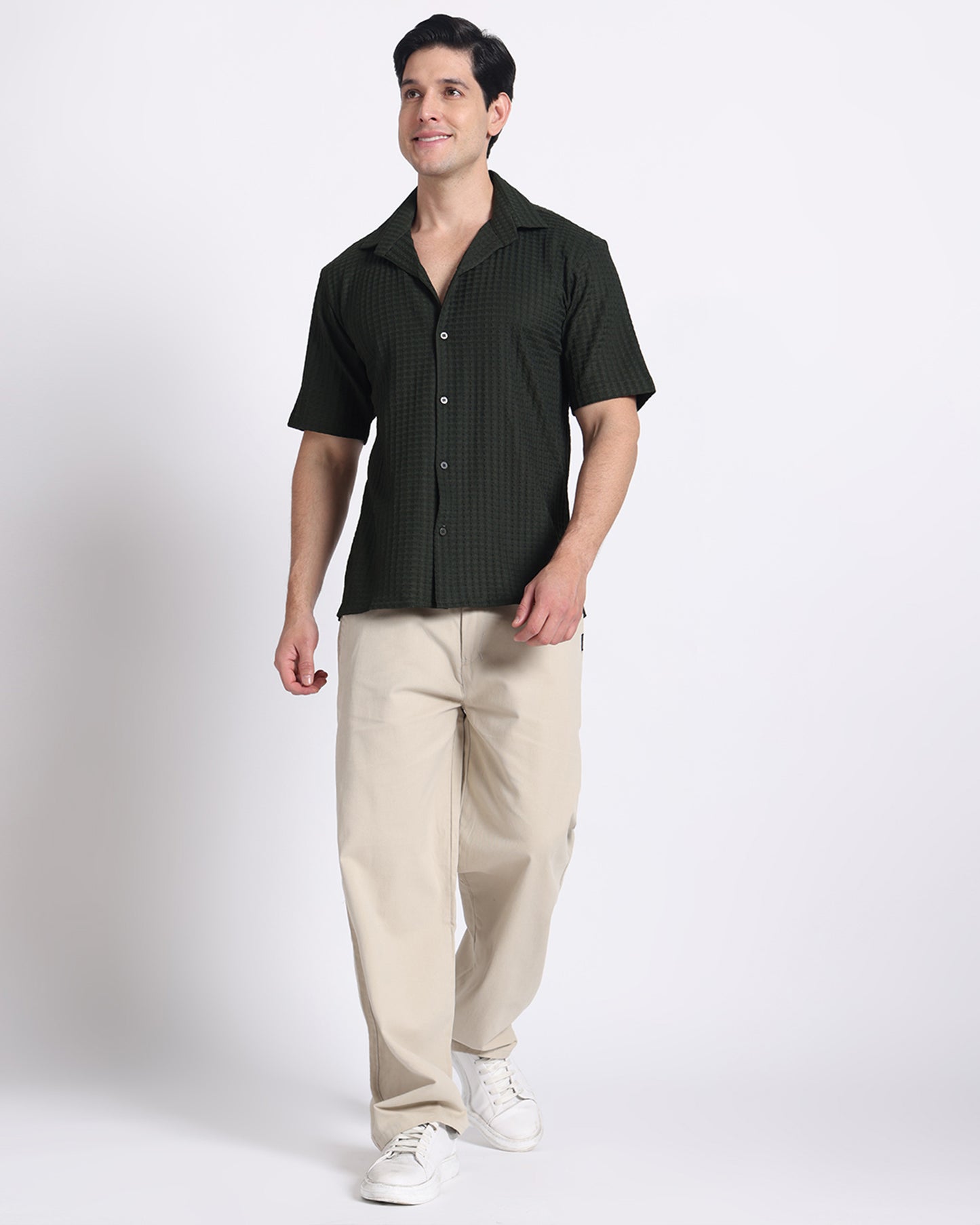 Dark Green Waves Comfort Fit Shirt