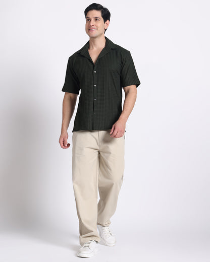 Dark Green Waves Comfort Fit Shirt