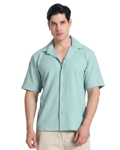 Mint Green Waves Comfort Fit Shirt