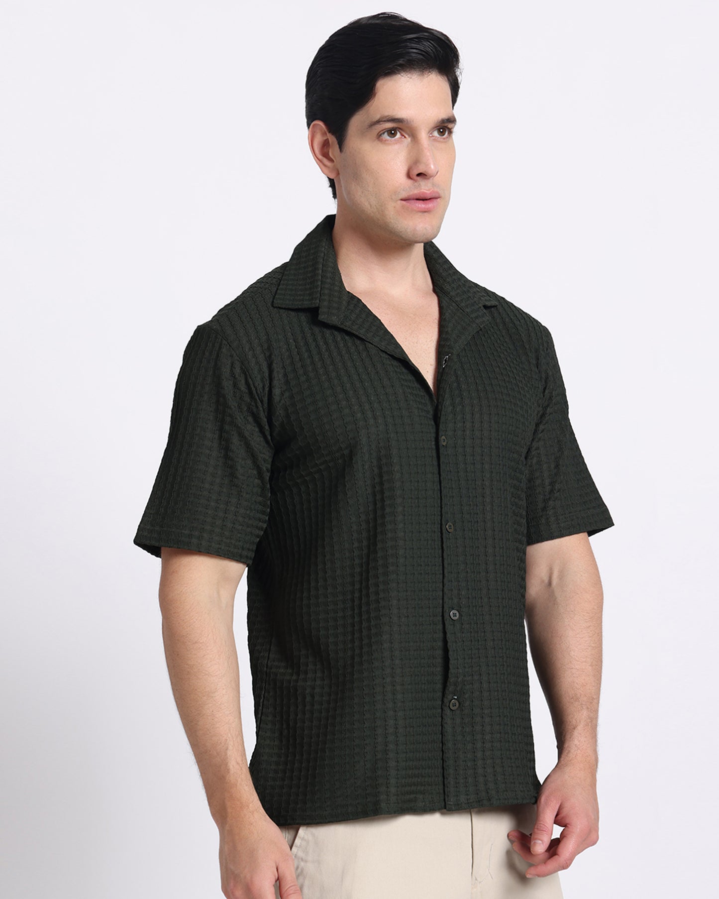 Dark Green Waves Comfort Fit Shirt