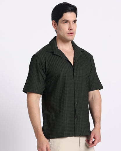 Dark Green Waves Comfort Fit Shirt