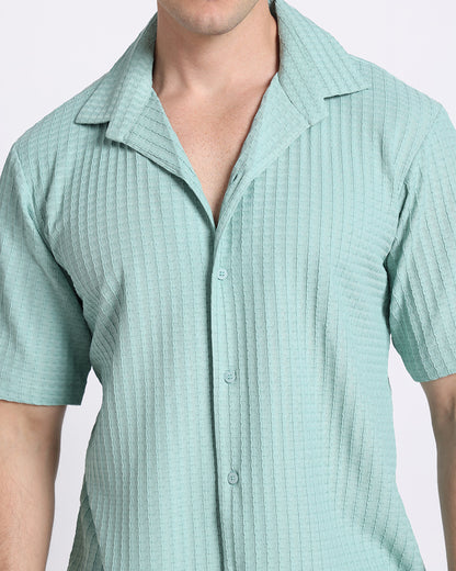 Mint Green Waves Comfort Fit Shirt