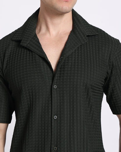 Dark Green Waves Comfort Fit Shirt