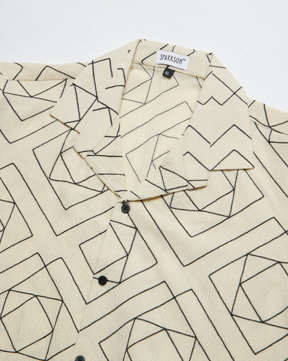 Cream Embroidery Comfort Fit Shirt