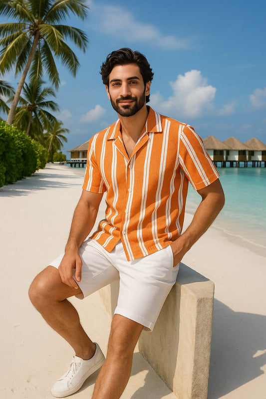Orange Stripe Printed Shirt