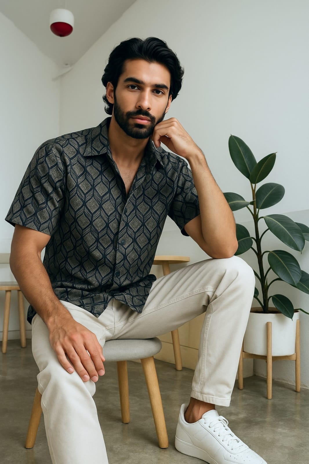 Black Printed Comfort Fit Shirt