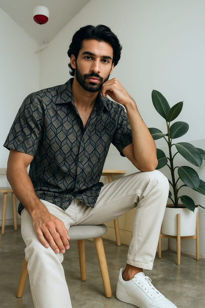 Black Printed Comfort Fit Shirt