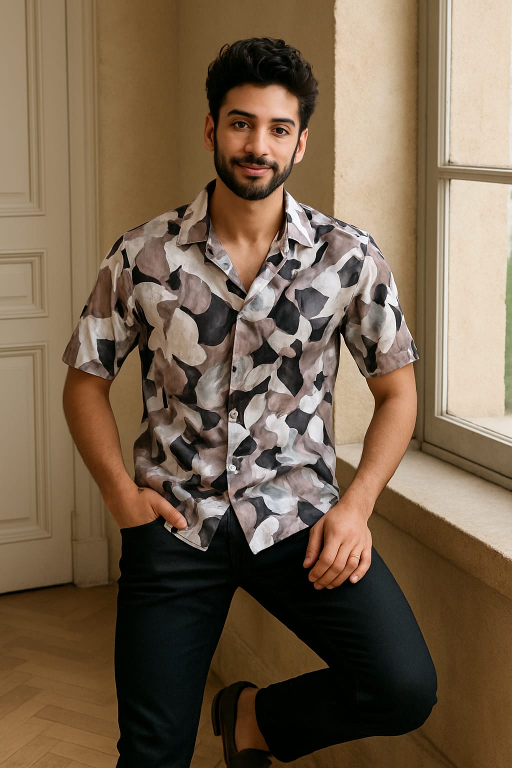 Multicolor Brown Printed Comfort Fit Shirt