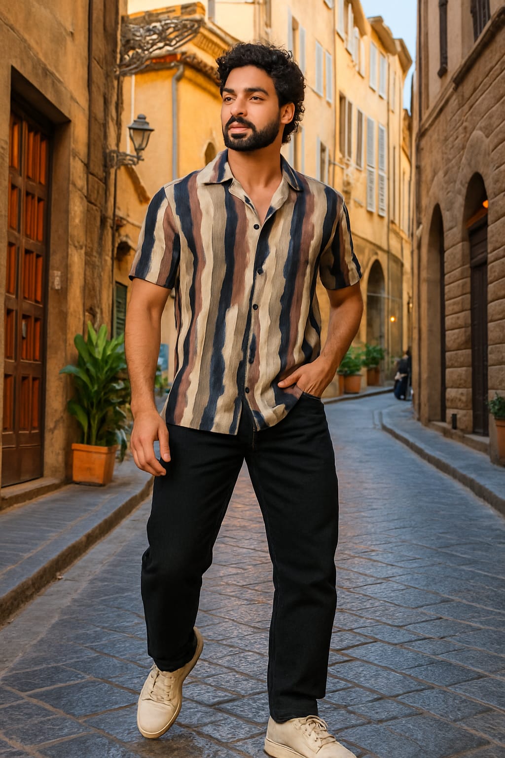 Black Cream Printed Shirt