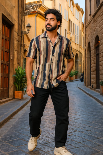 Black Cream Printed Shirt
