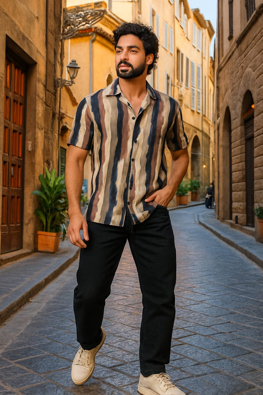 Black Cream Printed Shirt