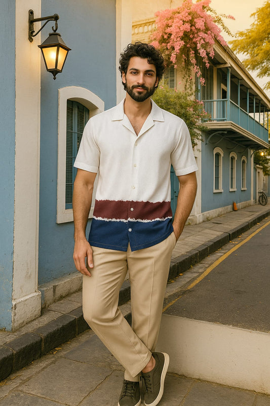 Blue Brown Printed Shirt
