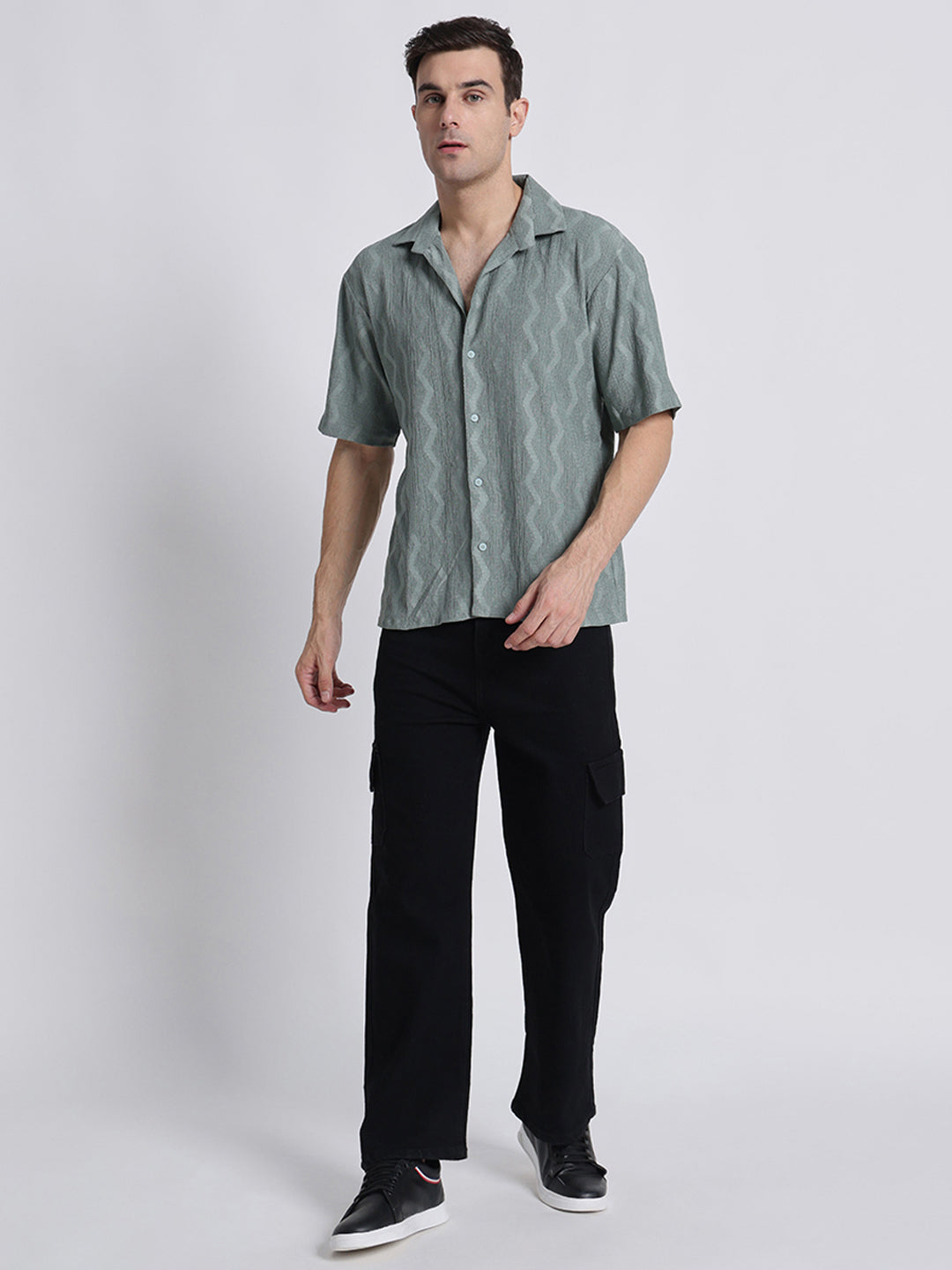 Zikzak Solid DarkGreen Comfort Fit Shirt