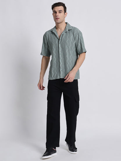 Zikzak Solid DarkGreen Comfort Fit Shirt
