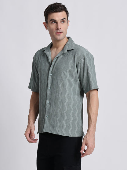 Zikzak Solid DarkGreen Comfort Fit Shirt