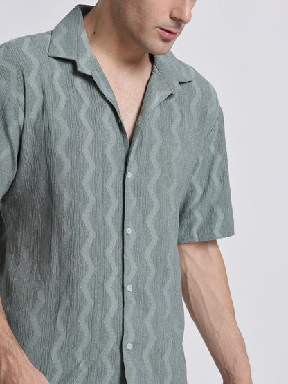 Zikzak Solid DarkGreen Comfort Fit Shirt