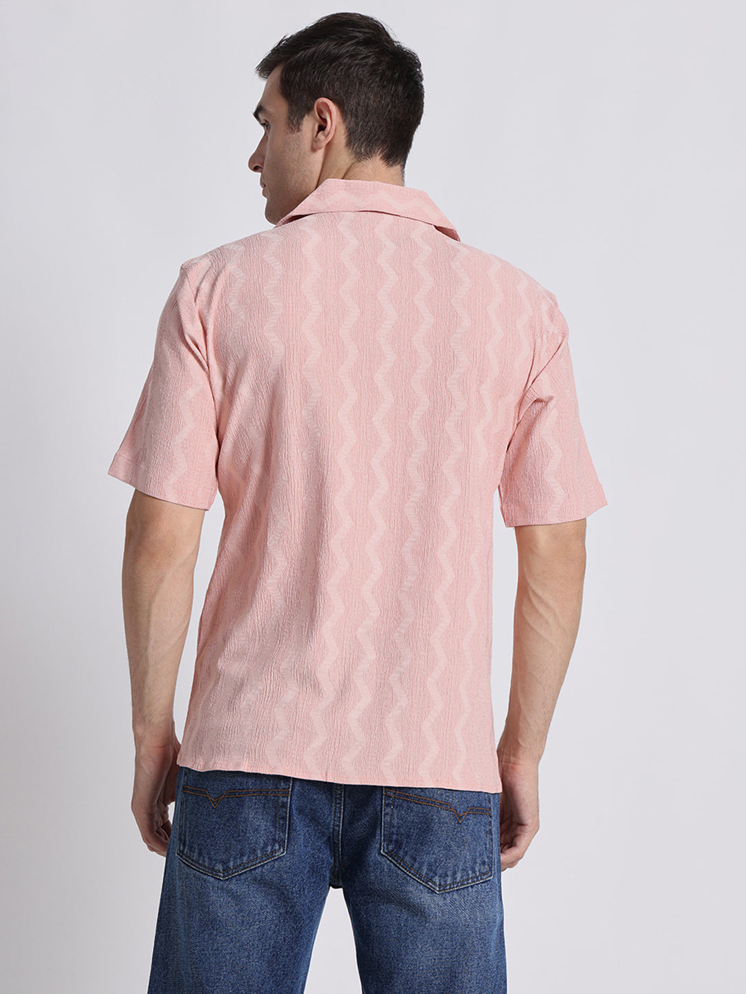 Zikzak Solid Peach Comfort Fit Shirt