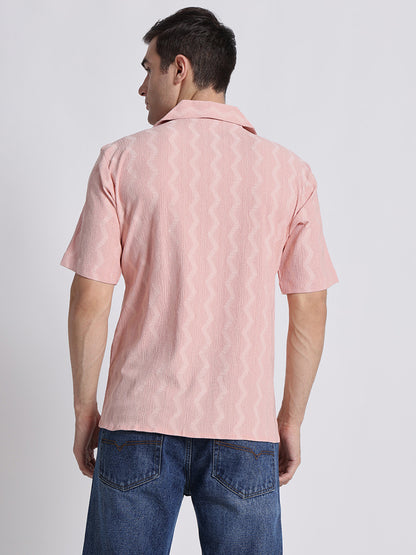 Zikzak Solid Peach Comfort Fit Shirt