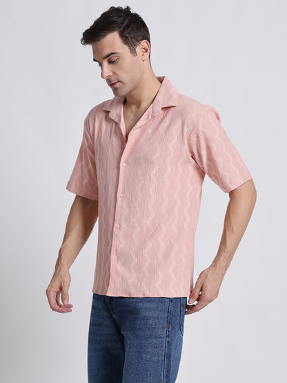 Zikzak Solid Peach Comfort Fit Shirt