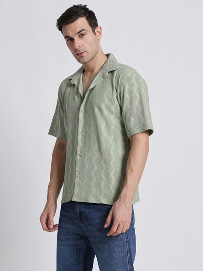 Zikzak Solid MintGreen Comfort Fit Shirt