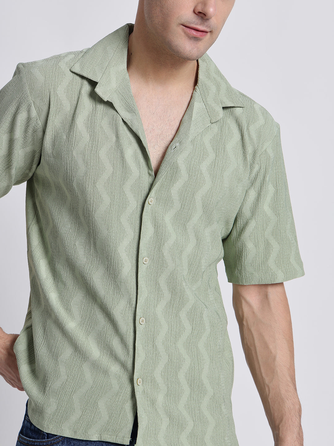Zikzak Solid MintGreen Comfort Fit Shirt